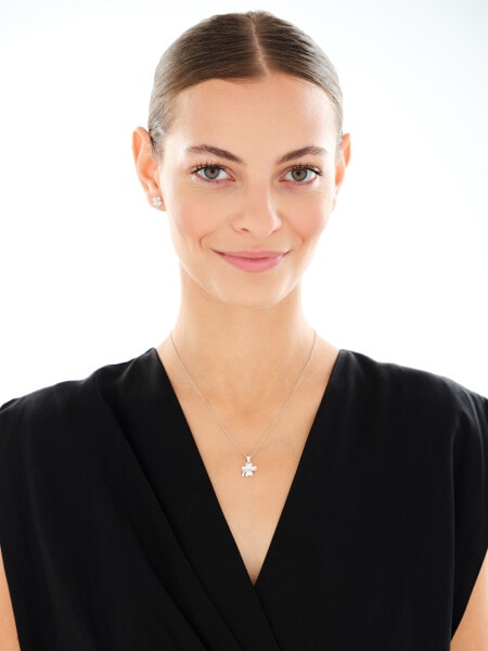 Stříbrný přívěsek se zirkony - čtyřlístek