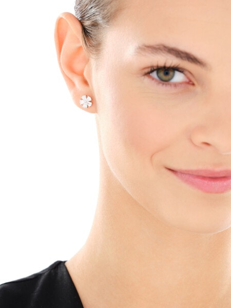 Stříbrné náušnice se zirkony - květy