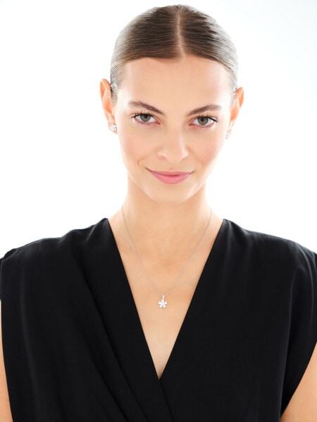 Stříbrné náušnice se zirkony - květy