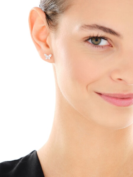 Stříbrné náušnice se zirkony - motýli