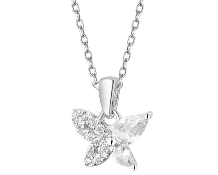 Stříbrný přívěsek se zirkony - motýl