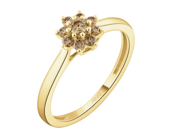 Pierścionek z żółtego złota z brylantami Champagne - 0,23 ct - próba 585