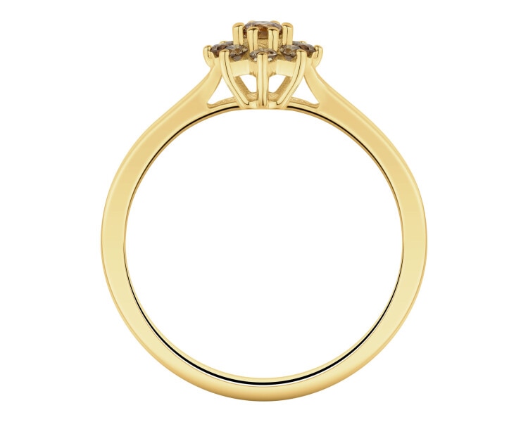 Pierścionek z żółtego złota z brylantami Champagne - 0,23 ct - próba 585