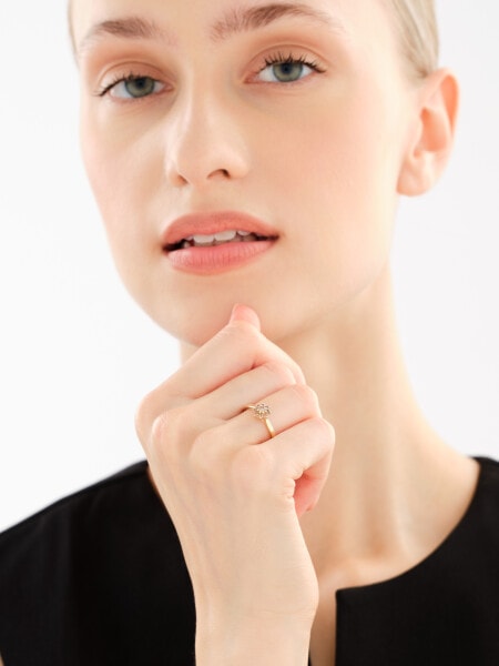 Pierścionek z żółtego złota z brylantami Champagne - 0,23 ct - próba 585