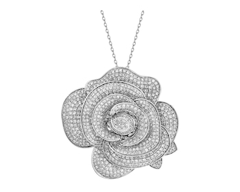 Přívěsek z bílého zlata s diamanty - růže - 2,43 ct - ryzost 750