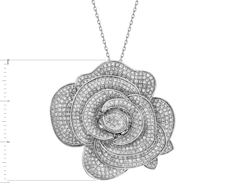 Zawieszka z białego złota z diamentami - róża - 2,43 ct - próba 750
