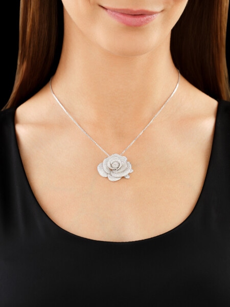 18 K Rhodium-Plated White Gold Pendant with Diamonds - 2,43 ct - fineness 18 K