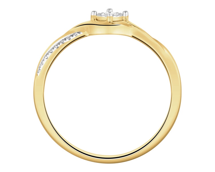 Prsten ze žlutého a bílého zlata s diamanty - 0,10 ct - ryzost 585