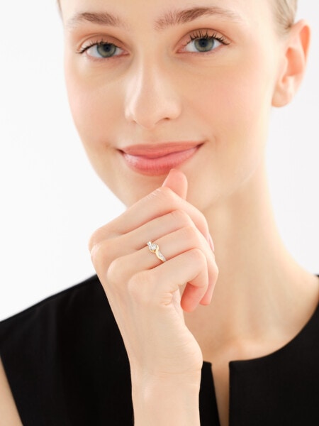 Prsten ze žlutého a bílého zlata s diamanty - 0,10 ct - ryzost 585