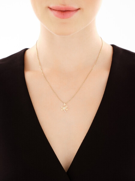 Zawieszka z żółtego złota z diamentami - ważka - 0,04 ct - próba 375