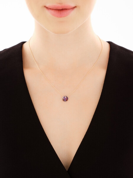 Naszyjnik z żółtego złota z diamentami, kamieniami szlachetnymi i ozdobnymi - próba 585