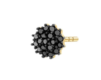 Kolczyk z żółtego złota  z czarnymi diamentami - 0,05 ct - próba 585