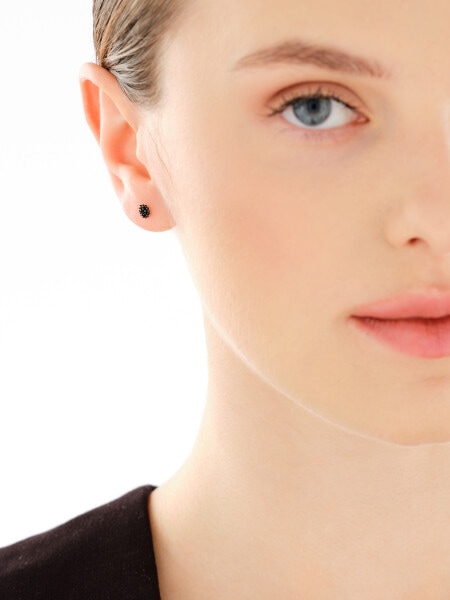 Kolczyk z żółtego złota  z czarnymi diamentami - 0,05 ct - próba 585