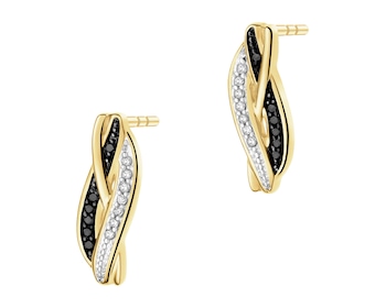 Kolczyki z żółtego złota z diamentami - 0,06 ct - próba 585