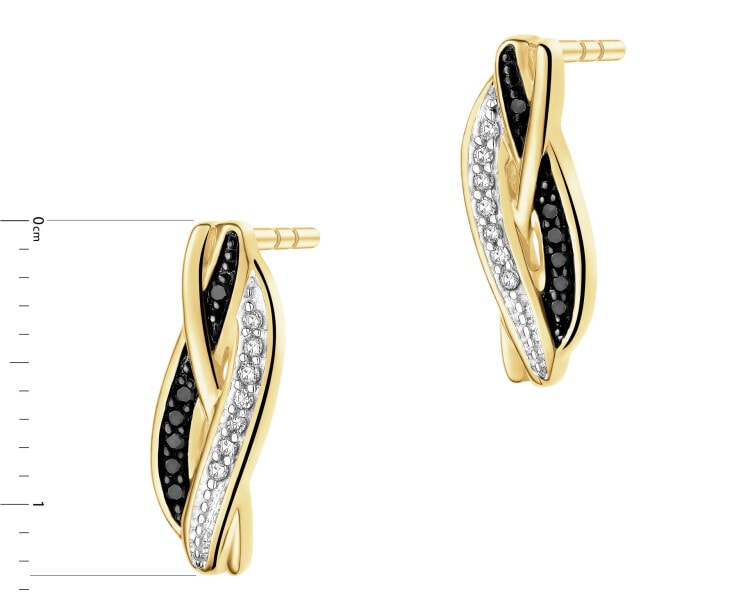 Kolczyki z żółtego złota z diamentami - 0,06 ct - próba 585