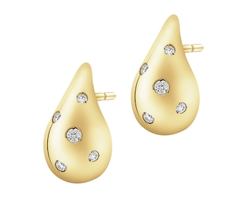 Zlaté náušnice s brilianty - slzy - 0,14 ct - ryzost 585