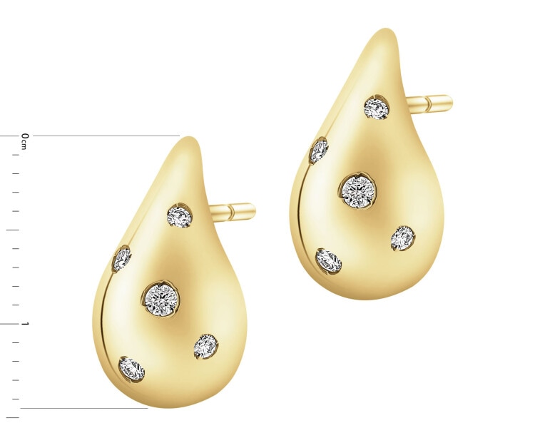Zlaté náušnice s brilianty - slzy - 0,14 ct - ryzost 585