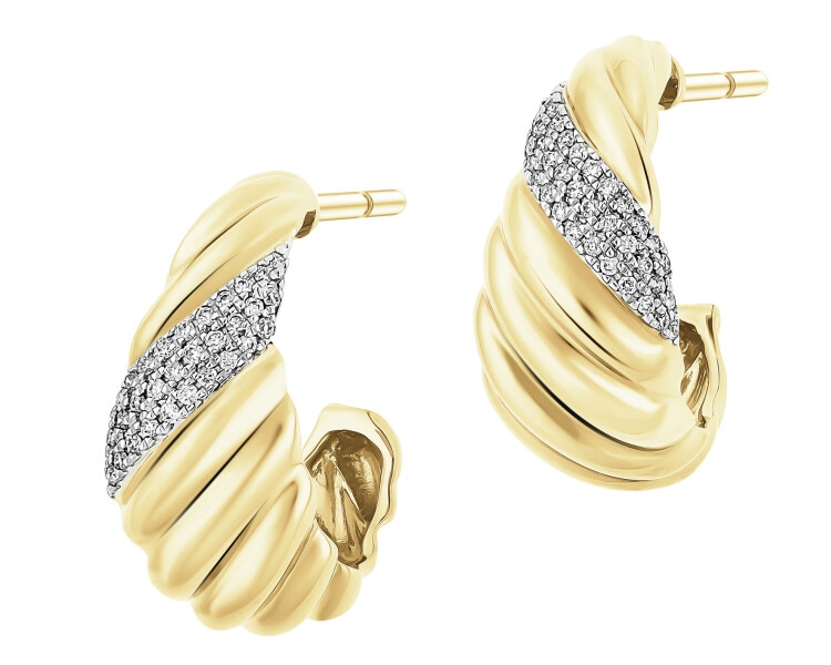 Kolczyki z żółtego złota z brylantami - 0,14 ct - próba 585