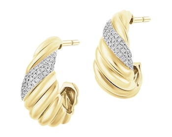 Kolczyki z żółtego złota z brylantami - 0,14 ct - próba 585