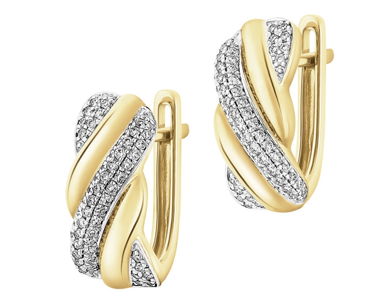 Kolczyki z żółtego złota z brylantami - 0,38 ct - próba 585