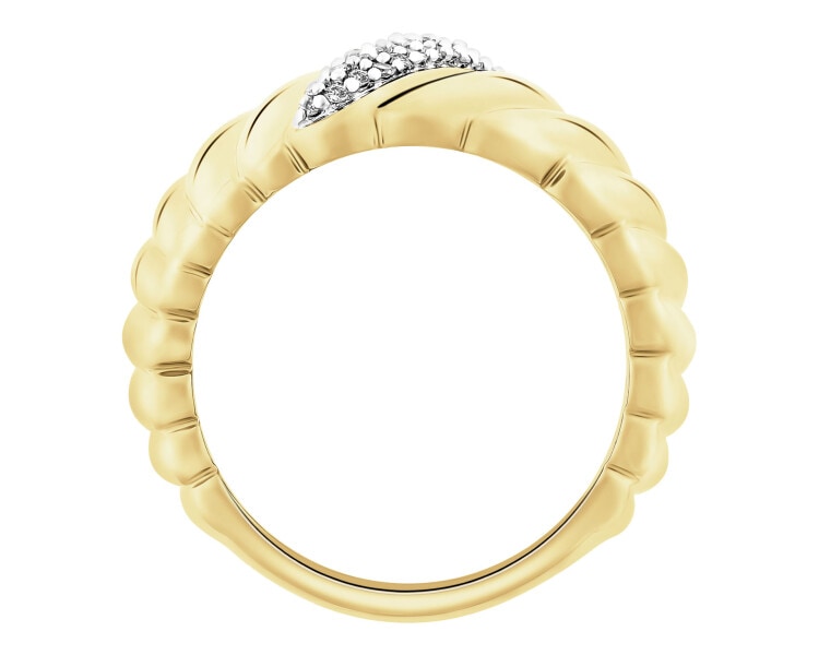 Pierścionek z żółtego złota z diamentami - 0,16 ct - próba 585