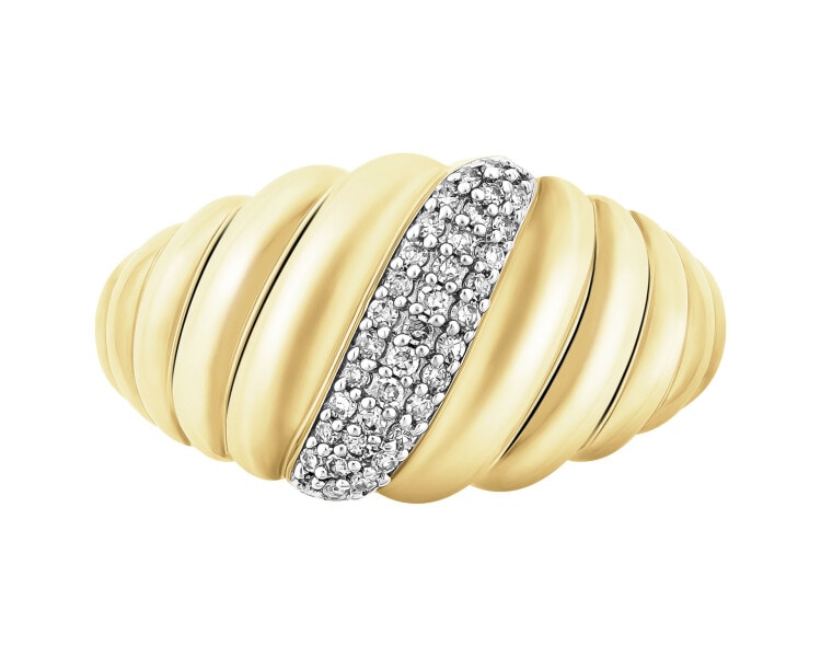 Pierścionek z żółtego złota z diamentami - 0,16 ct - próba 585