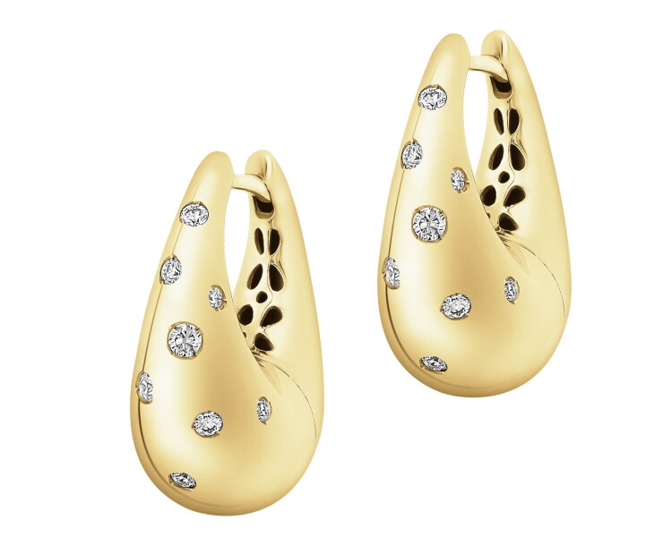 Zlaté náušnice s brilianty - 0,19 ct - ryzost 585