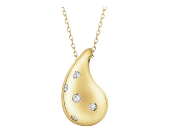 Zlatý náhrdelník s brilianty - slza - 0,07 ct - ryzost 585