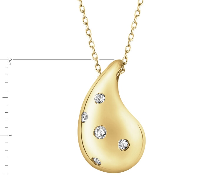 Naszyjnik z żółtego złota z brylantami - łezka - 0,07 ct - próba 585