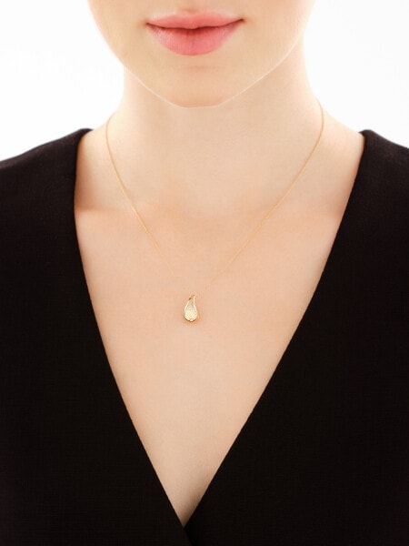 Naszyjnik z żółtego złota z brylantami - łezka - 0,07 ct - próba 585