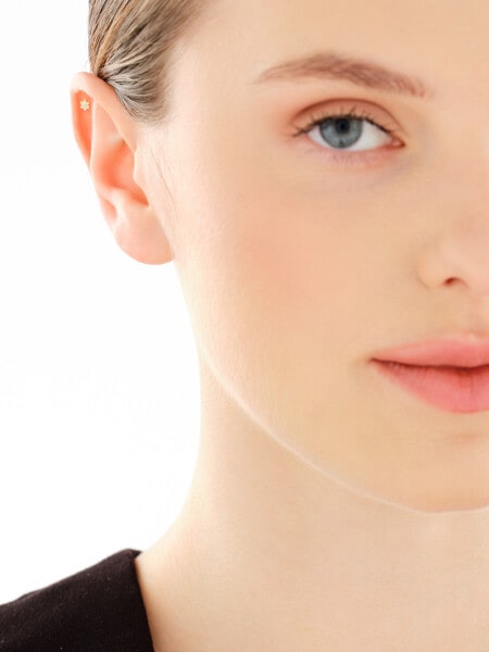 Kolczyki z żółtego złota z diamentami - kwiaty - 0,01 ct - próba 375