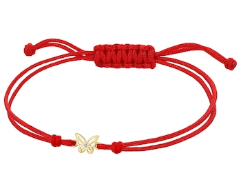 Bransoletka z elementami żółtego złota i diamentami - motyl - 0,002 ct - próba 375