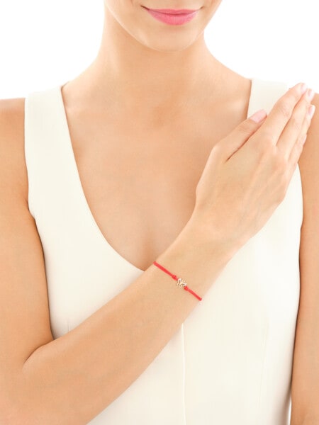 Bransoletka z elementami żółtego złota i diamentem - motyl - 0,01 ct - próba 375