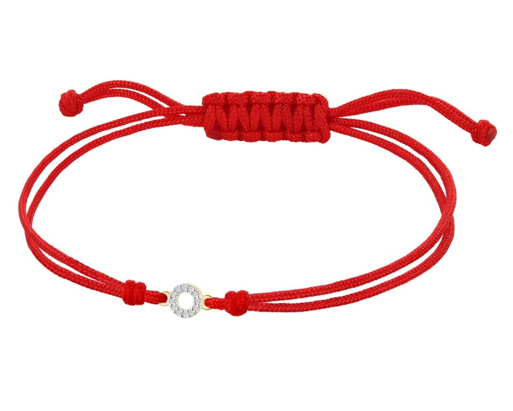 Bransoletka z elementami żółtego złota z diamentami - koło - 0,02 ct - próba 375