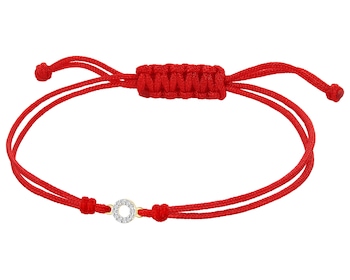 Bransoletka z elementami żółtego złota i brylantami - koło - 0,02 ct - próba 375