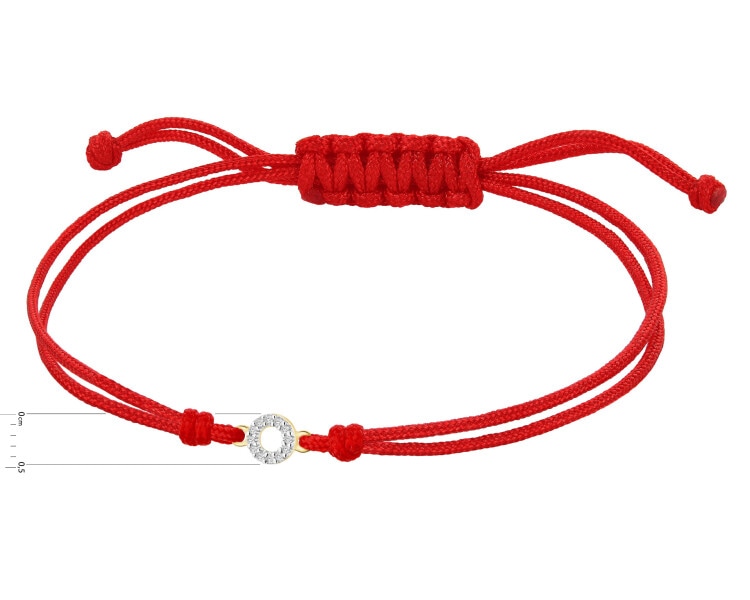 Bransoletka z elementami żółtego złota z diamentami - koło - 0,02 ct - próba 375