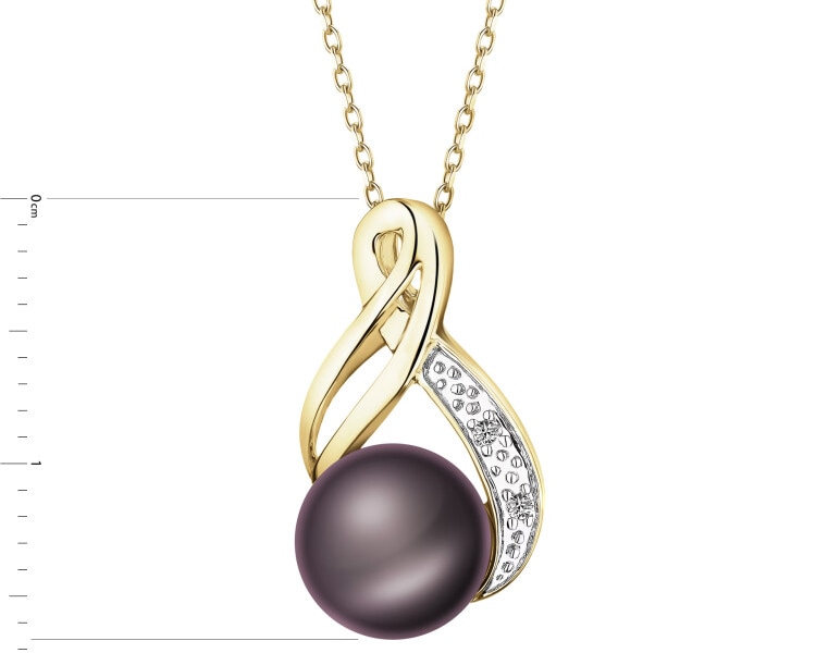 Zlatý přívěsek s diamanty a perlou - ryzost 585