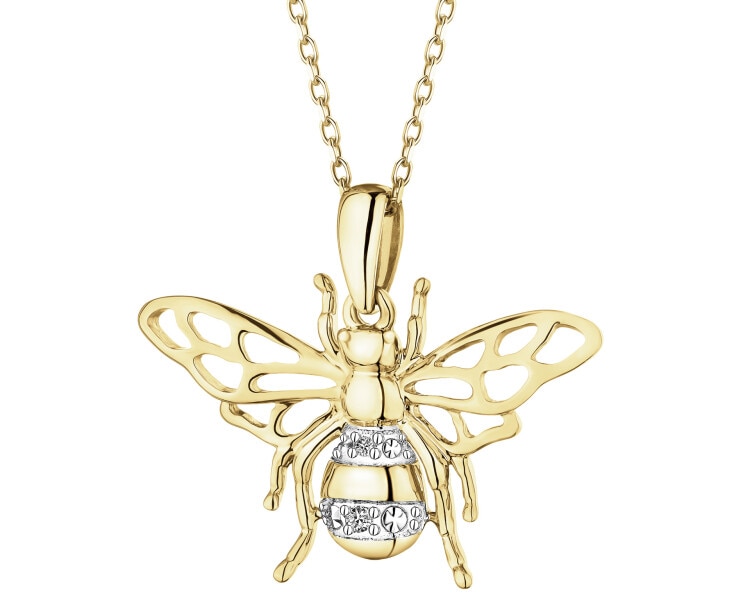 Zawieszka z żółtego złota z diamentami - pszczoła - 0,01 ct - próba 375
