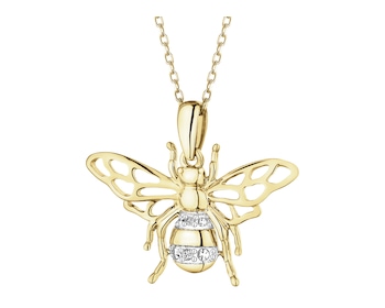 Zawieszka z żółtego złota z diamentami - pszczoła - 0,01 ct - próba 375