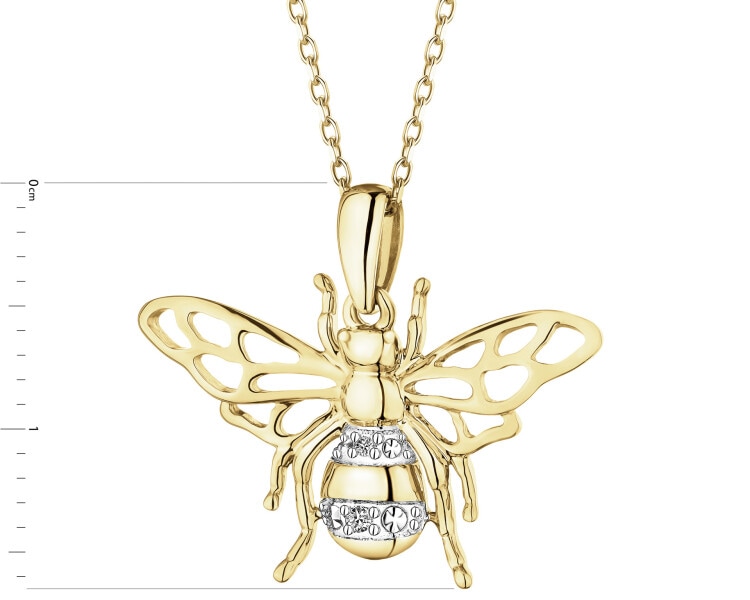 Zawieszka z żółtego złota z diamentami - pszczoła - 0,01 ct - próba 375