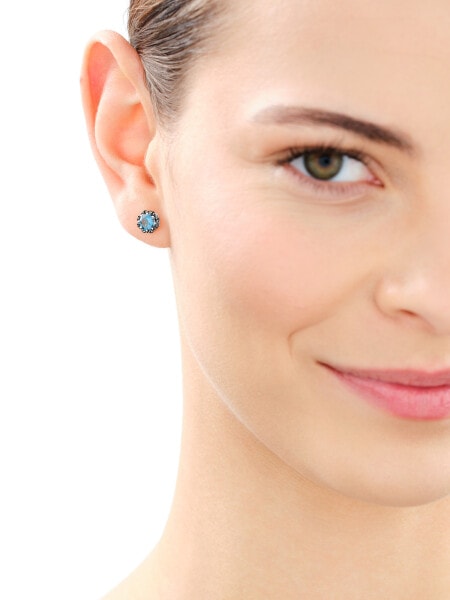 Náušnice z bílého zlata s brilianty a topazy London Blue - ryzost 585