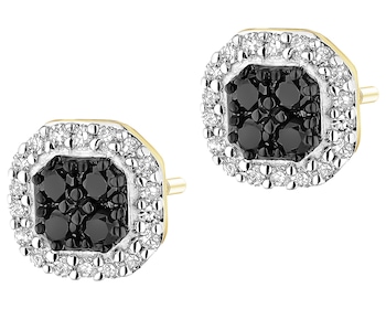 Kolczyki z żółtego złota z diamentami - 0,25 ct - próba 585