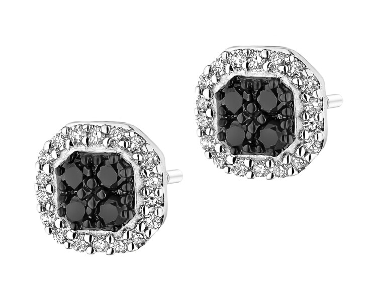 Náušnice z bílého zlata s diamanty - 0,24 ct - ryzost 585