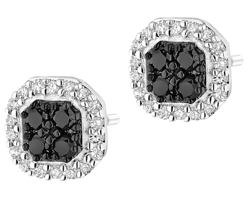 Kolczyki z białego złota z diamentami - 0,25 ct - próba 585