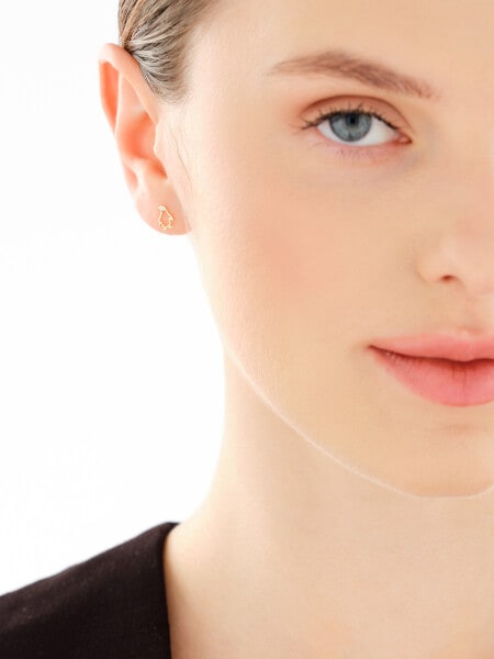 Kolczyki z żółtego złota z diamentami - pingwiny - 0,01 ct - próba 375