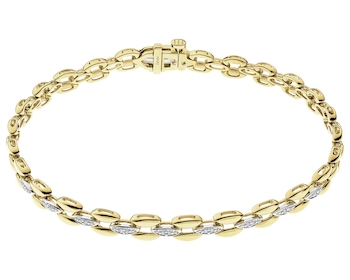 Zlatý náramek s diamanty - 18 cm - 0,05 ct - ryzost 585