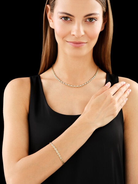 Bransoletka z żółtego złota z diamentami - 18 cm - 0,05 ct - próba 585