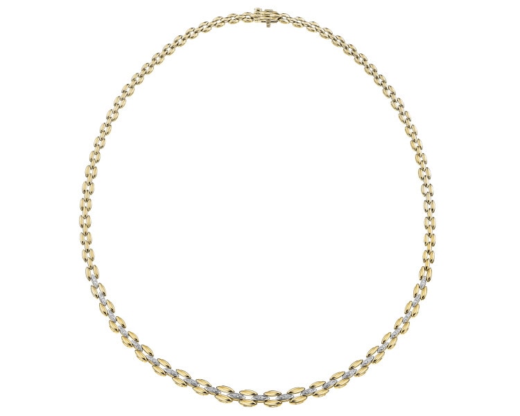 Zlatý náhrdelník s diamanty - 43 cm - 0,15 ct - ryzost 585