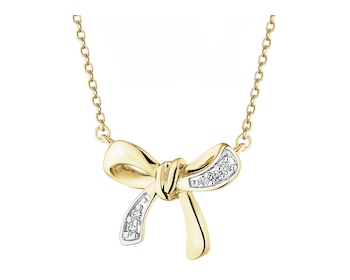 Zlatý náhrdelník s diamanty - mašle - 0,01 ct - ryzost 585