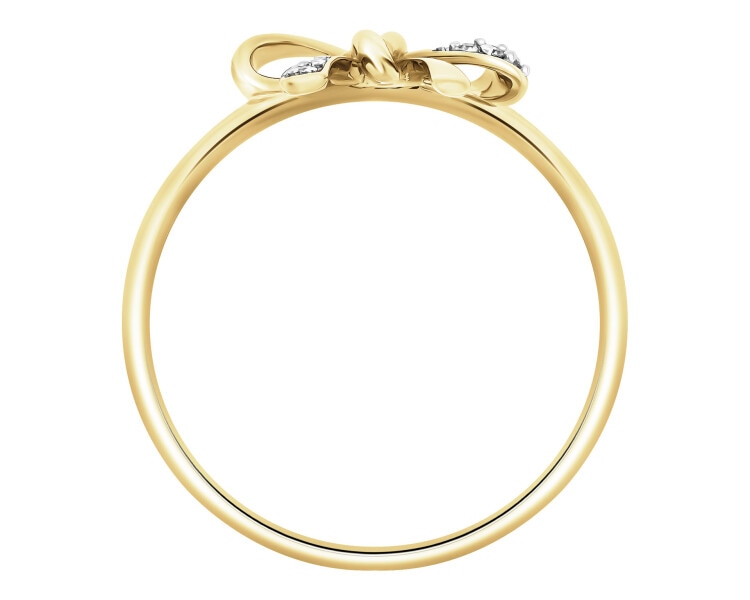 Zlatý prsten s diamanty - mašle - 0,01 ct - ryzost 585